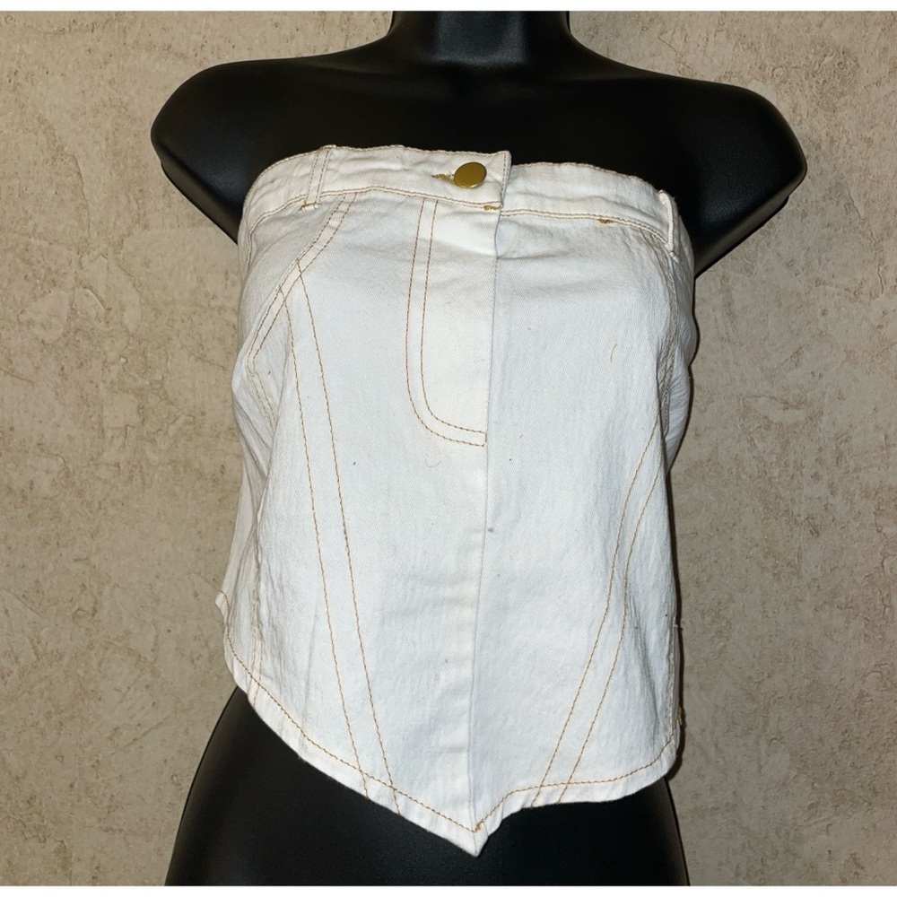 LA ARMARIO White Denim Bandana Top New with Tag